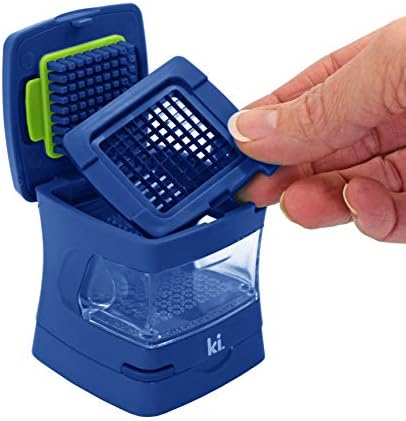 Garlic-A-Peel Garlic Press, Crusher, Cutter, Mincer, and Storage Container - Includes Silicone Garlic Peeler - Easy to Clean - Stainless Steel Blades – (Blue), standard - Image 5