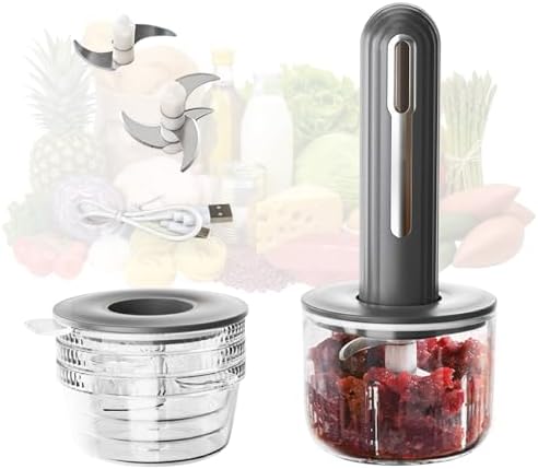 Electric Garlic Chopper, Mini Chopper Food Processor with 4 Cups & 2 Slicers, Electric Food Chopper for Baby Foods Kitchen,Mincing Pureeing Onion Garlic Chili & Spices