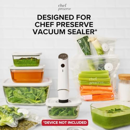 Glass Vacuum Seal Containers for Food Storage, Made For Compact Vacuum Sealer, 3pcs set [1x Small, 1x Medium, 1x Large] Works With Handheld Vacuum Sealer Machine