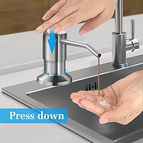 Soap Dispenser for Kitchen Sink and Extension Tube Kit, Stainless Steel SoapDispenser with 47 Inches Tube Connects Directly to Soap Bottle, Hand and Dish Soap Dispenser Pump （Brushed Nickel）