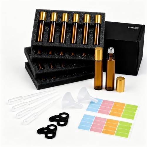 24 Pack 10ml Roll On Bottles for Essential Oils & Perfume, Gold Cap by Unknown
