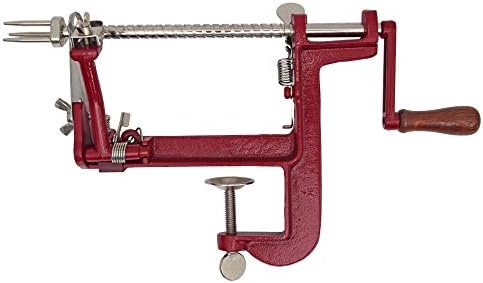 Heavy Duty Cast Iron Peeler with Stainless Steel Corer Slicer and Peeler Blades and a Strong Clamp Base, Apple Pie or Apple Crisp Maker