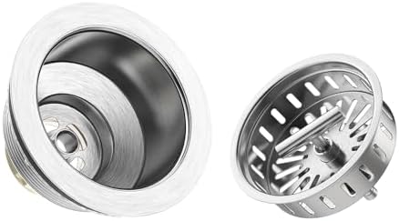 Kitchen Sink Drain Sink Strainer 3-1/2 Inch Drain Assembly Kit Replacement for Universal 3.5 Inch Kitchen Sink, All Stainless Steel Body with Strainer Basket and Drain Stopper (9171，Stainless)