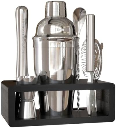 Cocktail Shaker Set: Bartender Kit for Home Bar Mixology Cocktail Bar Set Plus E-Book with 30 Recipes (Silver)