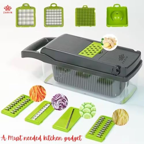 ZARIN 16‑in‑1 Vegetable Chopper & Slicer – Multi-Function Kitchen Gadget for Onions, Fruits & Vegetables – Mandoline Slicer with Interchangeable Blades for Easy Meal Prep - Image 5