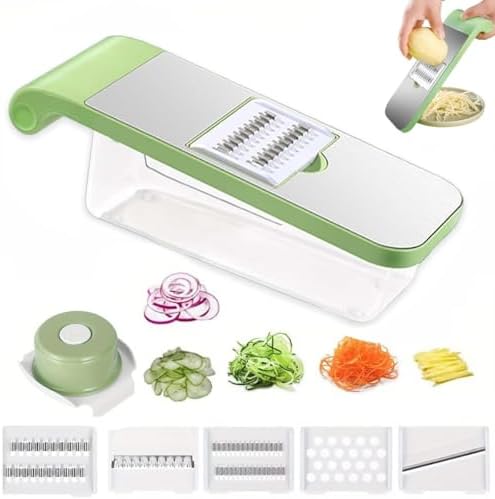 Multifunction Vegetable Cutter, Adjustable 5-in-1 Vegetables Chopper, Mandoline Slicer for Vegetables, Multi-Purpose Kitchen Gadgets Slicer Cuts Set(C) by Unknown