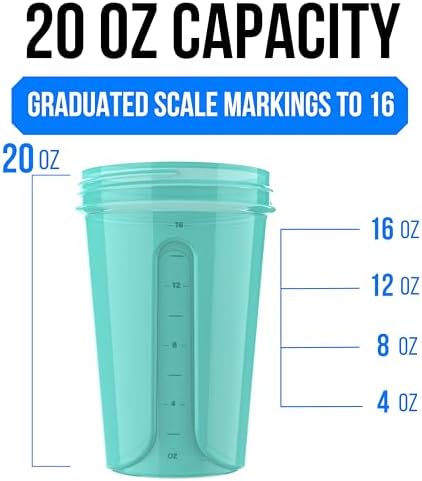 VELOMIX 2 Pack 20oz Protein Shaker Bottle for Protein Mixes, Pink/Turquoise - Image 4