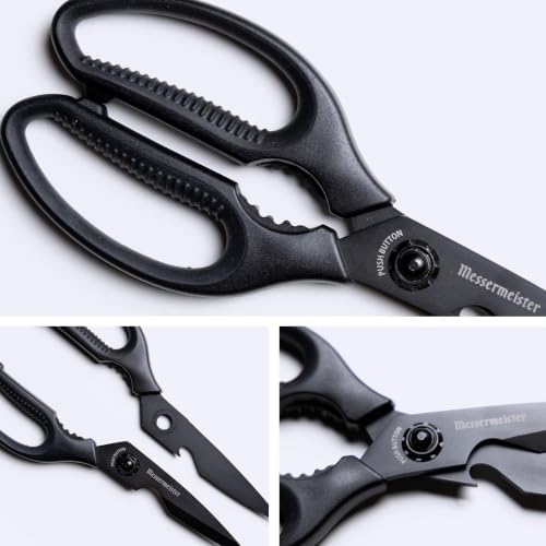9-Inch Push Button Take-Apart Shears - High-Carbon Stainless Steel & Soft-Grip Handles - Includes Nut Cracker & Bottle Opener
