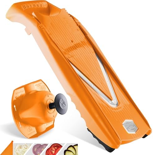 Mandoline Food Slicer Börner V5 (Basic Set) by Reston Lloyd • V-Slicer with Food Holder • Made in Germany • Fruit & Vegetable Chopper • Multiple Settings • Color: Orange - Image 7