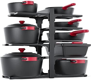 8-Tier Heavy Duty Pots and Pans Organizer under Cabinet, Black