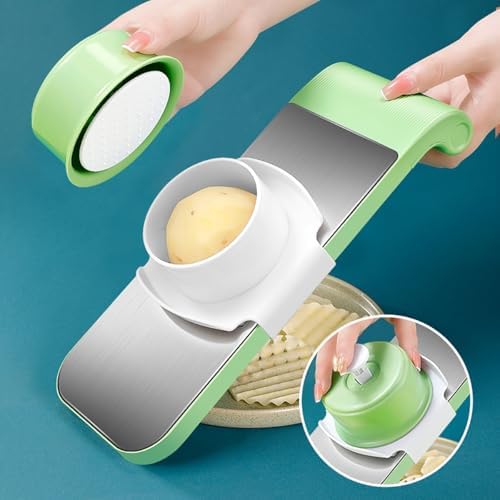 Multifunction Vegetable Cutter, Adjustable 5-in-1 Vegetables Chopper, Mandoline Slicer for Vegetables, Multi-Purpose Kitchen Gadgets Slicer Cuts Set(B) - Image 6