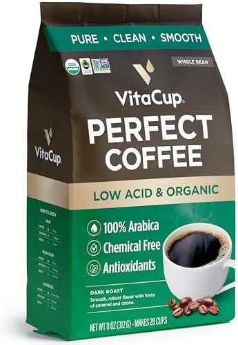 Perfect Low Acid USDA Organic Coffee Beans, Fair Trade, 11oz