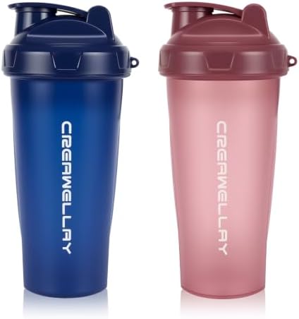 28oz Protein Shaker Bottle with Blending Ball for Gym Blue&Pink by CREAWELLAY