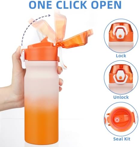 BJPKPK 18 oz Water Bottle with Straw & Handle, Insulated Stainless Flask - Image 3