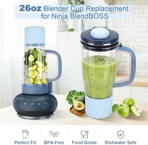 26oz Travel Tumbler Replacement: Compatible with Ninja BlendBOSS Blender, Travel Tumbler with Glass Straws (Cyberspace) - Image 3