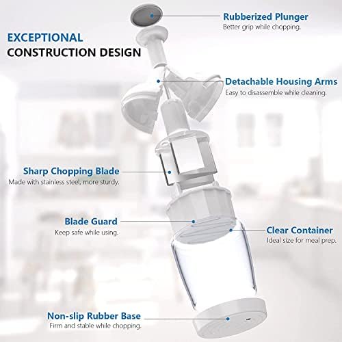 Pαmpered Chef Food Chopper, Vegetable Chopper, Onion Chopper, Garlic Chopper, Nuts Chopper - Hand Chopper For Vegetables Salads, Fruits, Nuts. Dishwasher-safe, White, Easy to Clean