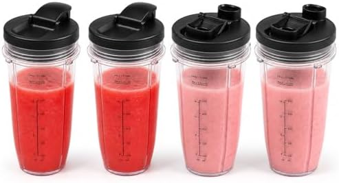24 oz Replacement Cups 4-Pack with To-Go Lids for Ninja BL450 BN801 by Unknown
