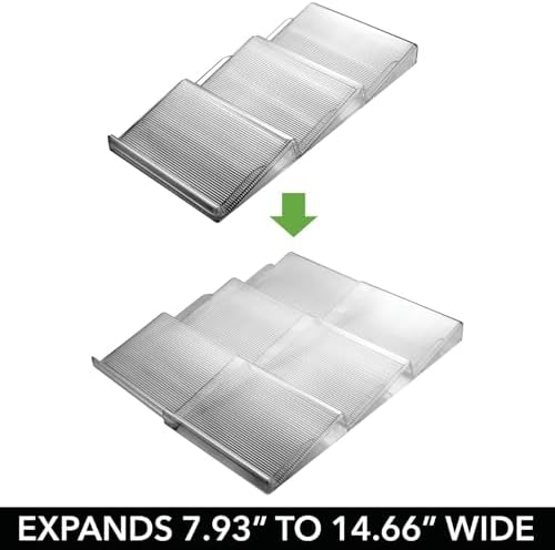 Expandable Plastic Deluxe Spice Rack, Drawer Organizer for Kitchen Cabinet Drawers, 3 Tier Slanted for Spice Jars, Food Seasoning Bottle Storage, Ligne Collection - Smoke Gray