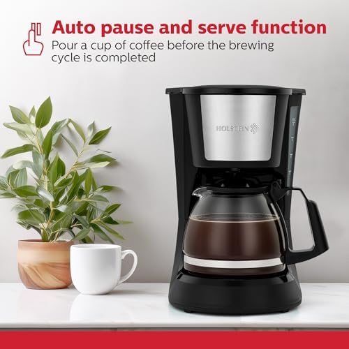 Holstein Housewares 5 Cup Drip Coffee Maker – Compact and User-Friendly with Auto Pause & Serve, Reusable Filter & Glass Carafe, Office & Dorm Use, Black - Image 4