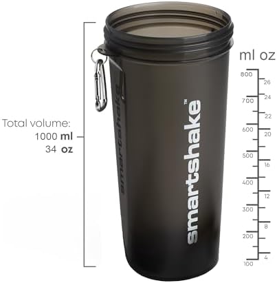 Smartshake Lite 4 Pack 1000 ml/34 oz Protein Shaker Bottle | Silent Mixing | Leak-Proof Shaker Bottle | Shaker Cups For Protein Shakes | Gym Shaker Bottle | BPA-Free, Dishwasher Safe | Multicolor - Image 3