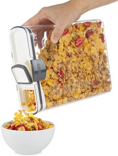Airtight Food Storage Container Set – Clear Plastic Flour and Sugar Canister Set with Magnetic Accessories for Kitchen Organization (Grey, 9-Piece)