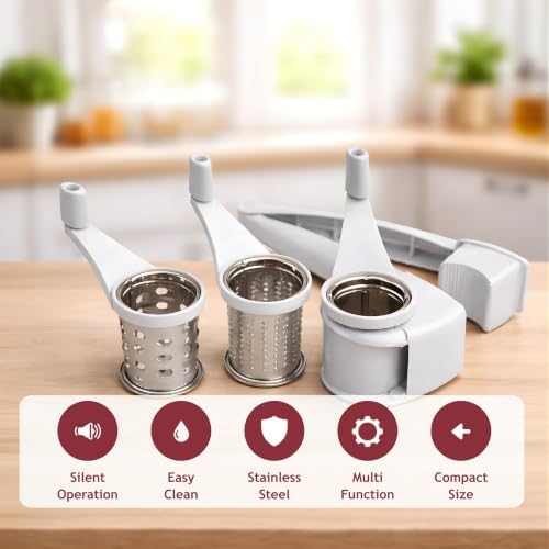 Rotary Cheese Grater Set, White