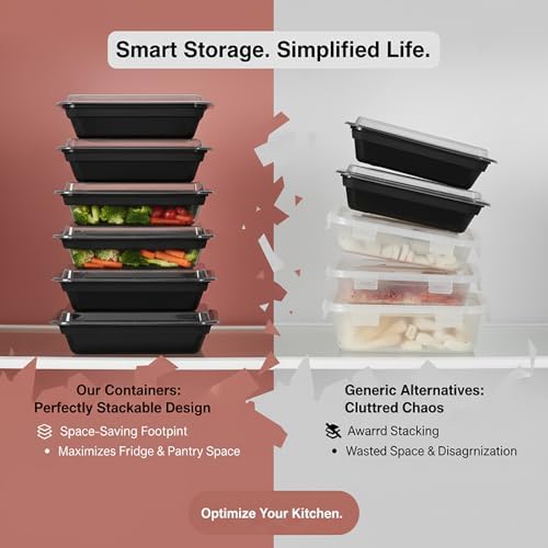 60 Pack 24 oz Plastic Meal Prep Containers with Lids,Microwave Safe
