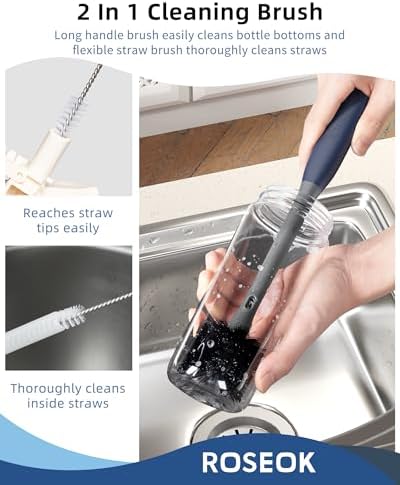 ROSEOK 2 in 1 Bottle Brush with Straw Cleaner Brush, Water Bottle Brush - Image 3
