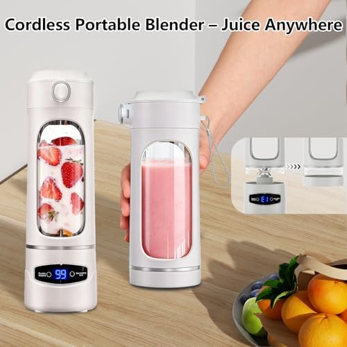 Portable Personal Blender 600ML – Mini Blender USB Rechargeable, 12-Blade Personal Size Smoothie & Shake Maker with 3 Timed Modes for Travel, Digital Display, Gym & Home - Image 5