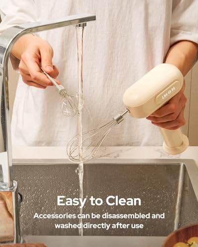 3-in-1 Hand Mixer, hand mixer electric handheld with Garlic Chopper to Cutting Onions, Peppers, 3-Speed Self-Control Electric Mixer with Type-C Charging Cable for Whipping or Mixing Eggs, Cream - Image 4