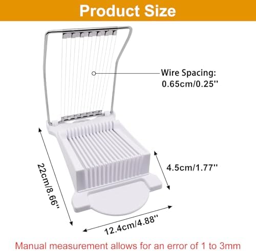 Egg Slicer for Hard Boiled Eggs, Food Slicer with 14 Stainless Steel Wires, Heavy Duty Hard Boiled Egg Cutter, Spam Slicer for Soft Fruit Strawberry Luncheon Meat Home Use (1Pcs, White) - Image 2