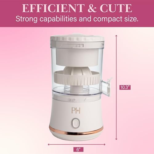 Paris Hilton Electric Citrus Juicer, Mini Portable Cordless Juicer with USB Rechargeable Base, One-Touch Button, Compact Lemon, Lime and Orange Juicer, White - Image 6