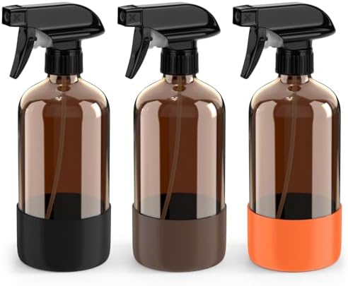 Bontip Amber Glass Spray Bottle, 16 oz, 1 Pack (Black & Brown & Orange) by BONTIP