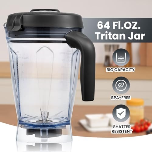 1500w Blender for Kitchen with Pre-set Blending Programs, 64oz Heavy Duty Profession-grade Blender for Smoothies, Soups, Dips, Nut Butters, BPA-Free Tritan Jar