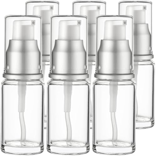 VitalUp Clear Glass Pump Bottle (6-Pack) 0.5 Oz 15ml - Refillable, Lotion by Vitalup