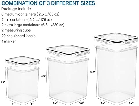 Large Tall Airtight Food Storage Containers, 10 PACK Containers Set