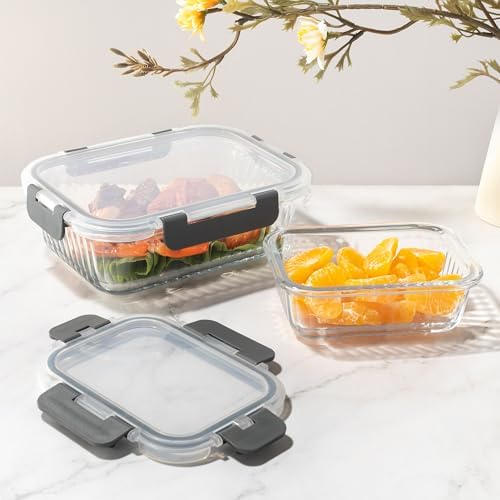10 Pack Glass Meal Prep Containers, Food Storage Container Set - Grey