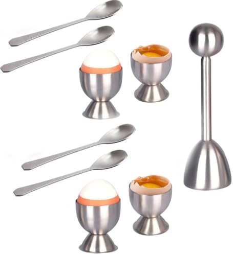 9pcs Steel Egg Cracker Topper Set,Hard Boiled Eggs Separator Holder
