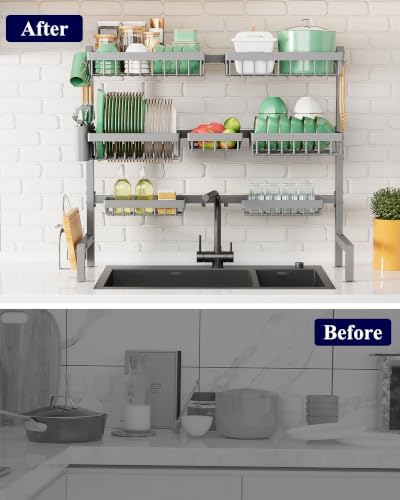Adjustable Over The Sink Dish Drying Rack, 31.5" -39.4" x 30.3"
