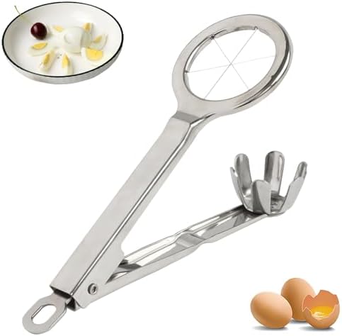 Best Utensils Stainless Steel Egg Slicer Wedger Cutter, Divides Hard Boiled Eggs Into 6 Equal Segments In One Action by KAYCROWN