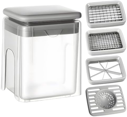 5-in-1 Vegetable Chopper Set, Slicer Dicer Cutter for Onion Potato, Stainless Steel Blades, Easy Cleaning, 4.3 X 3.5 X 5.9 in Clear Food Container by Unknown