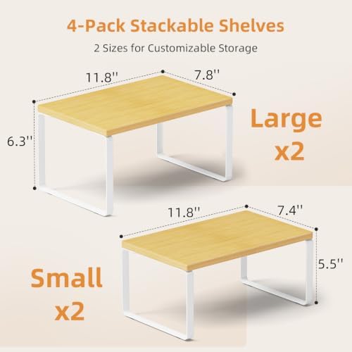 Cabinet Organizer Shelf, Set of 4 Stackable Spice Rack