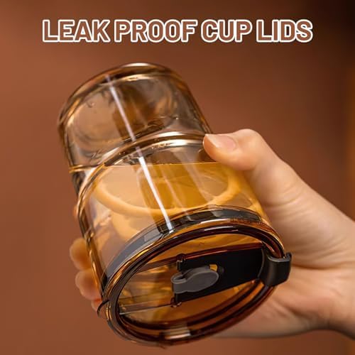 13 oz Glass Cups with Lids and Straws Reusable Iced Coffee Tumbler
