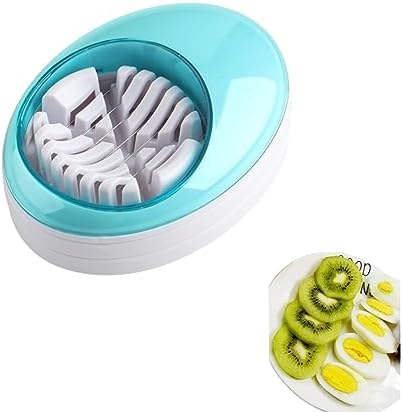 Egg Slicer for Hard Boiled Eggs,Easy to Cut Egg into Slices, Wedge and Dices, Sturdy ABS Body with Stainless Steel Wires,Non-slip Feet,Dishwasher Safe, BPA Free (Blue) by BeyondNice