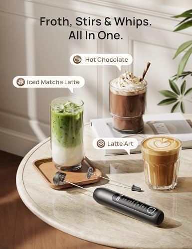 DREO Milk Frother Handheld, Coffee Drink Hand Mixer Wand, BaristaMaker Nano