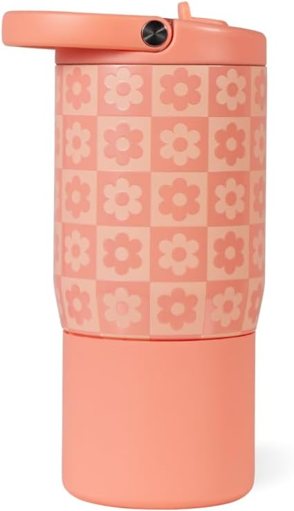 Sport 14 oz For Kids 4+ Water Bottle with Straw, Daisy Checkers