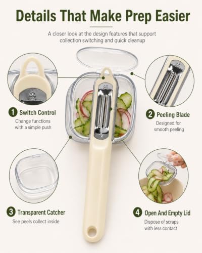 Radish Peeler With A Lid Storage Container For Potato Fruit Vegetable Prep
