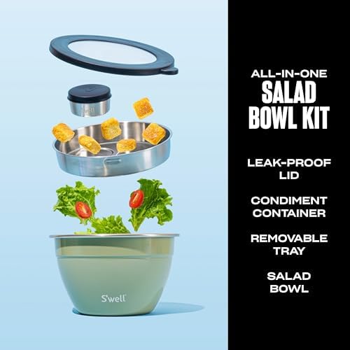 Stainless Steel Salad Bowl Kit 64 oz Mountain Sage