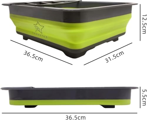 Collapsible Dish Drying Rack for RV Campers Portable Dinnerware Drainer Organizer for Kitchen Travel Trailer-Green