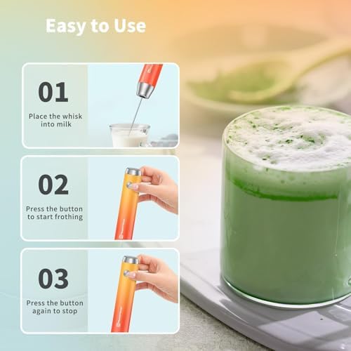 LunaFro Rechargeable Milk Frother,Stand & 2 Detachable Whisks